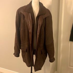Leather brown double zip jacket size XS